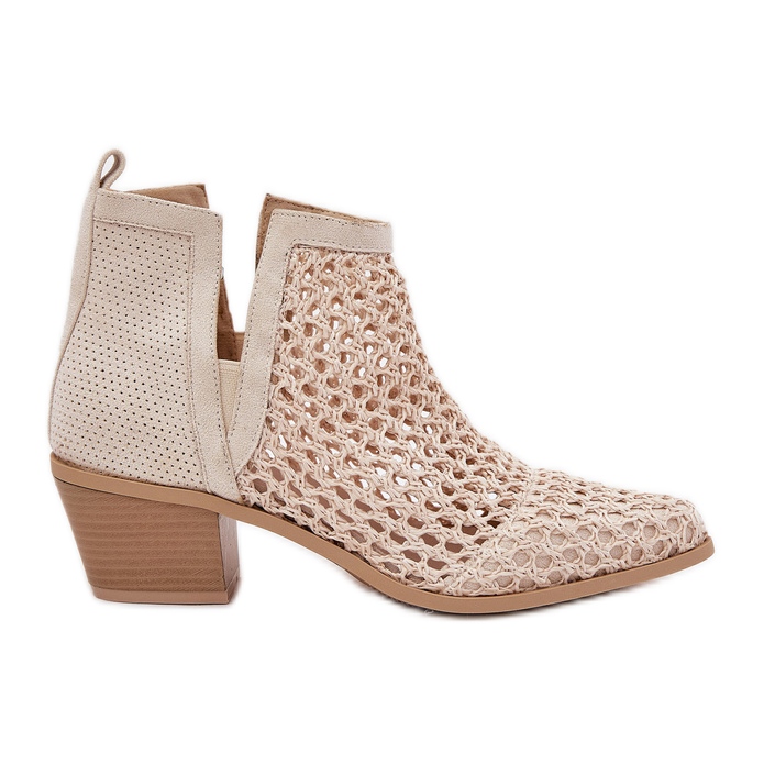 OpenWork kvinnors höga klackar med utskärningar och ljusa beige flätor