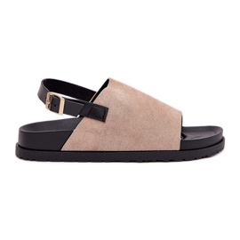 Kvinnors sandaler med Eco Suede på plattformen beige