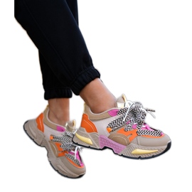 Sneakers kvinnors sportskor med dubbel snörning khaki beige