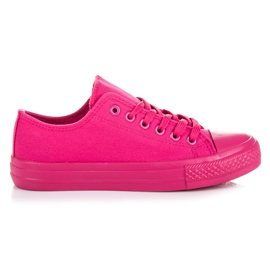 Knytna låga sneakers rosa