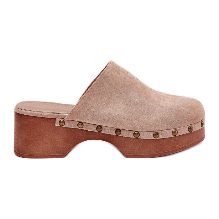 Kvinnors träskor med Eco Suede Studs Beige