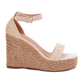 Damsandaler med fläta, beige