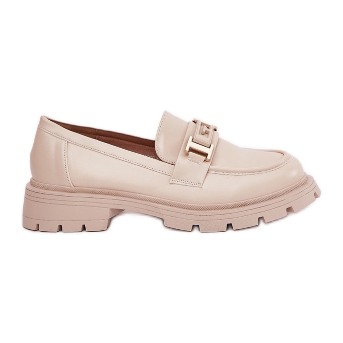 Kvinnors loafers med ekoläder beige