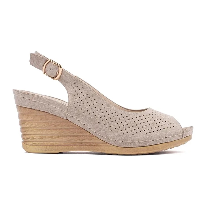 Goodin Beige Openwork Sandals på kil