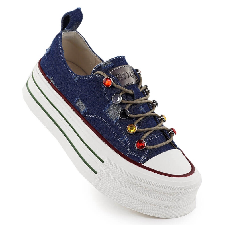 Denim sneakers på Blue Goe RR2N4103 -plattformen blå