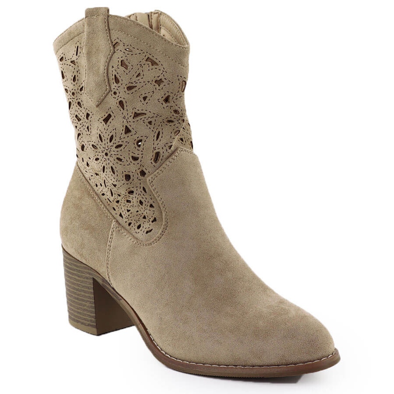 Women's Openwork Boots Beige Suede S.Barski HY51-125