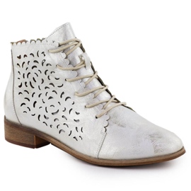 Women's Openwork Boots White Gold Plated Potocki 25-12646 vit