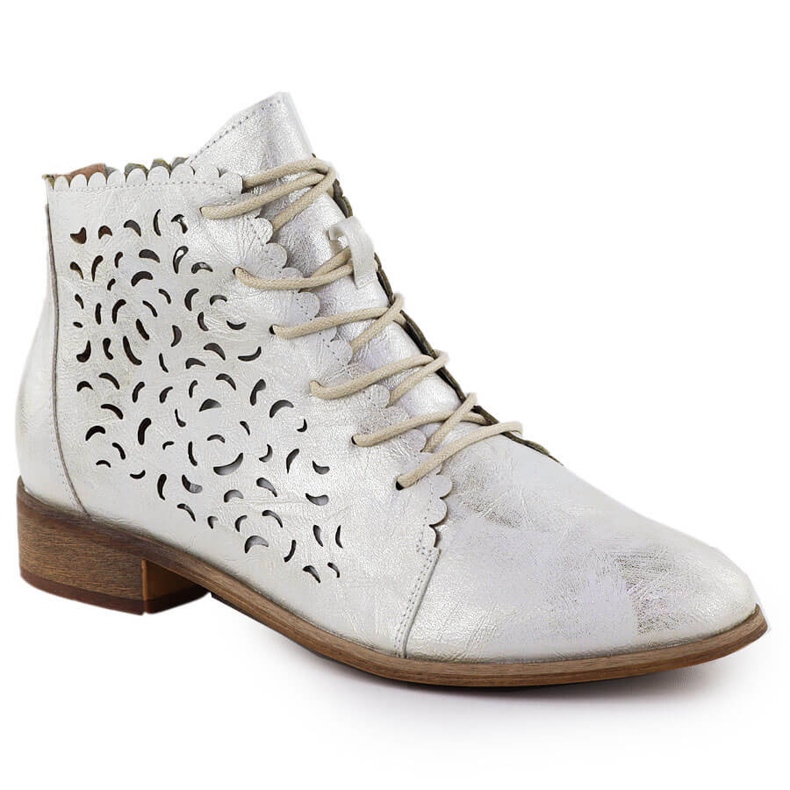 Women's Openwork Boots White Gold Plated Potocki 25-12646 vit
