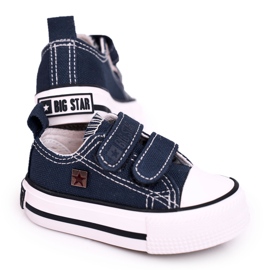 Barn låga sneakers med kardborreband Big Star HH374201 Marinblå