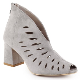 Kvinnors mocka öppen tå grå potocki 20318 Kvinnors öppningsstövlar