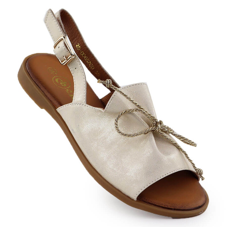 Cambell Kvinnors lädersandaler Camell SZ00657 gyllene