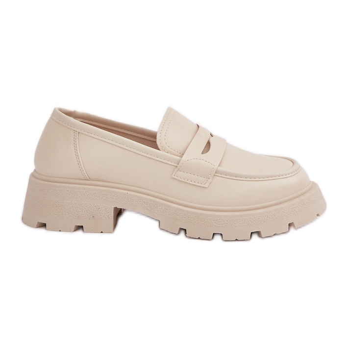 Eko-lädermockasiner för kvinnor, ljusbeige