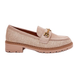 Kvinnors loafers med fläta och gyllene detalj beige