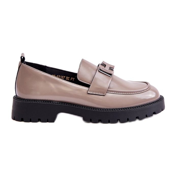 Vinceza lackerade kvinnors loafers 62187 beige-gray