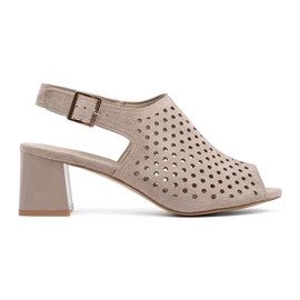 Goodin Beige OpenWork Suede High Heels Sandals