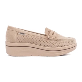 Goodin Beige loafers på en tjock sula