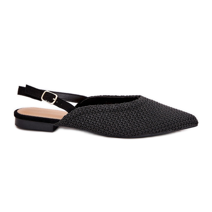 Ballerinas med fläta och spetsiga tår svarta