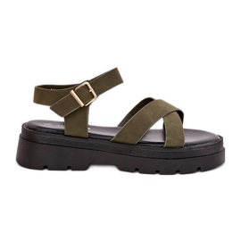 Kvinnors sandaler på plattformen med Eco Leather Dark Green grön