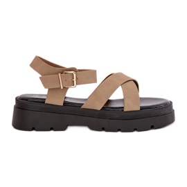 Kvinnors sandaler på Khaki Eco Leather Platform beige