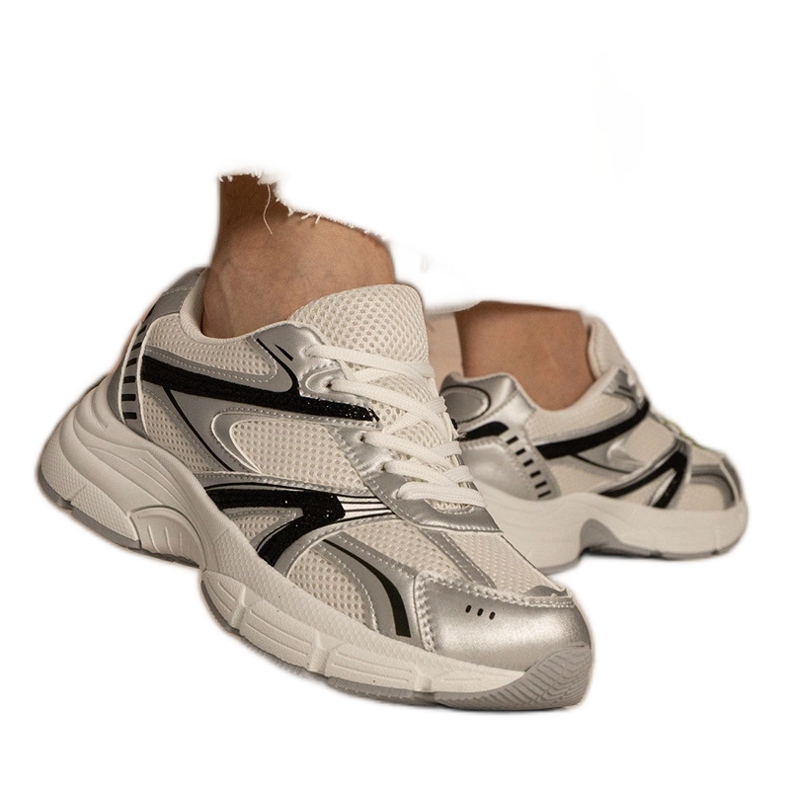 Silver sneakers kvinnors sport med glitter silver-