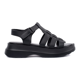 Goodin Svarta sandaler på läderplattformen