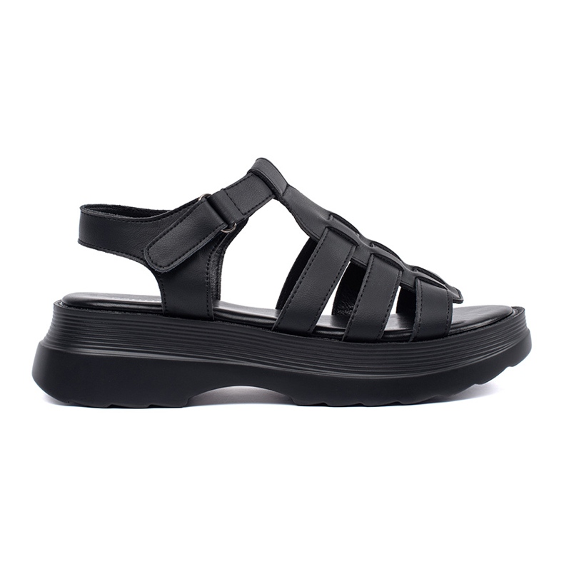 Goodin Svarta sandaler på läderplattformen