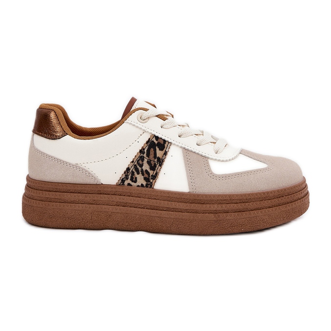 Kvinnors sneakers på plattformens leopard beige