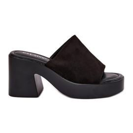 Kvinnors tofflor på posten och plattformen svart