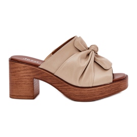 Kvinnors flip flops på Eco -Leather Post Beige