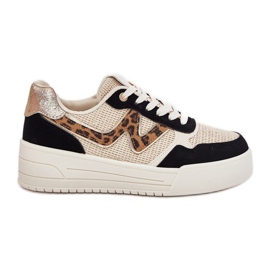 Kvinnors sportskor på plattformens leopardtryck svart