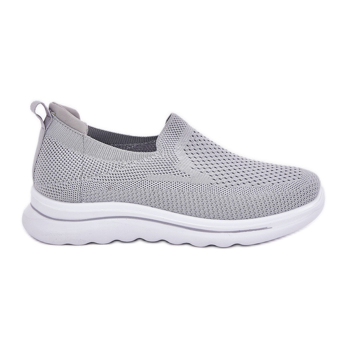 Kvinnors grå glidande material sneakers