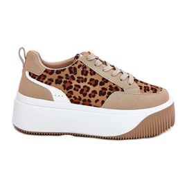 Kvinnors sneakers på en massiv plattform beige leopardtryck