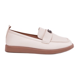 Eleganta kvinnors loafers med en dekorativ liten detalj av Vinceza 62208 Beige