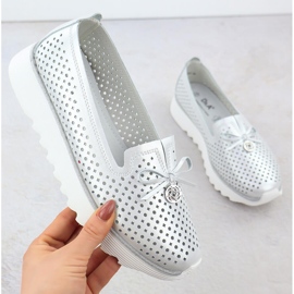 S. BARSKI Kvinnors läderskor Openwork Silver S.Barski LR51-631 silver-