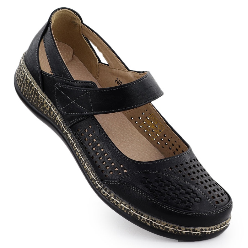 Kvinnors skor för kardborrsvart unisoft 7026