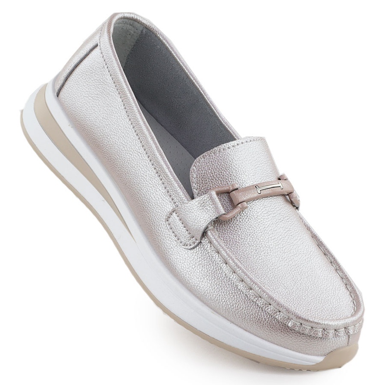 Lädermockasinskor på Pearl Platform Pink S.Barski GR51-598 rosa