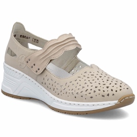 Beige Leather Openwork Shoes Rieker N4382-60