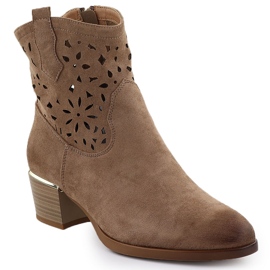 Women's Openwork Boots med bruna höga klackar Vinceza 58452