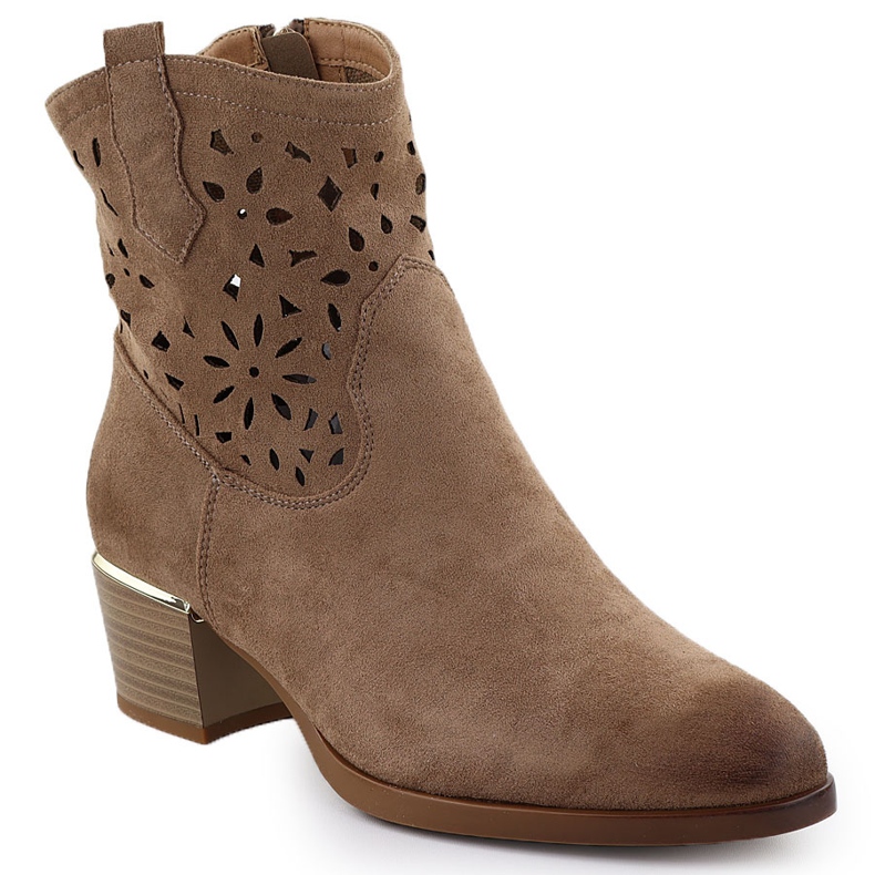 Women's Openwork Boots med bruna höga klackar Vinceza 58452