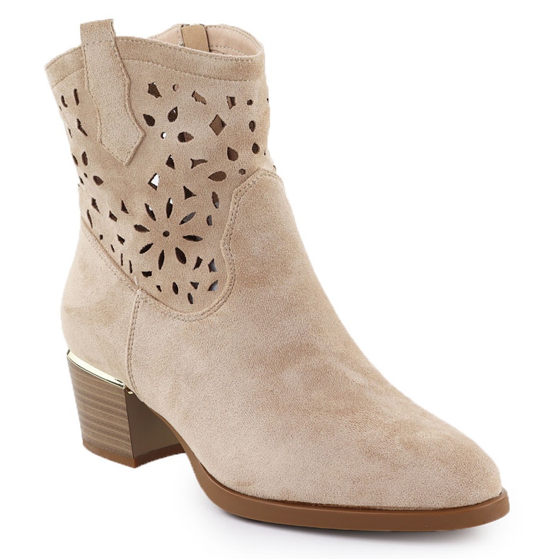 Women's Openwork Boots Beige Beige Vinceza 58452
