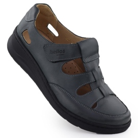 Kvinnors läderskor på Helios 437 Graphite kardborrband grå