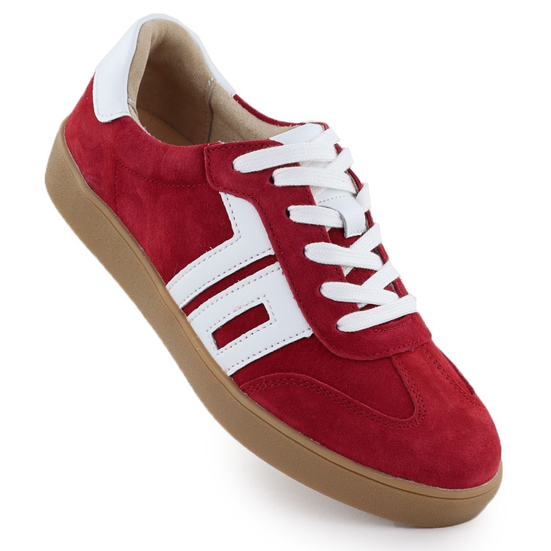 Vinceza Red Leather Women's Sports Shoes röd