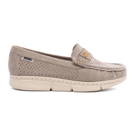 Goodin Dark Beige OpenWork Loafers med ett gyllene element