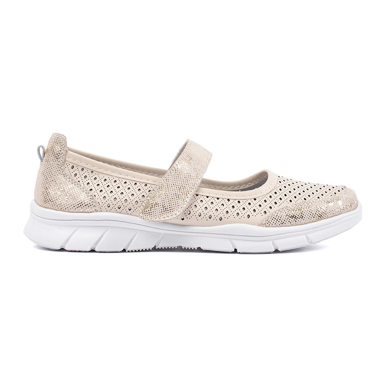 Goodin Beige OpenWork Leather Sports Ballerinas