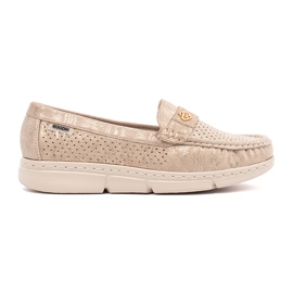 Goodin Beige openwork loafers med ett gyllene element