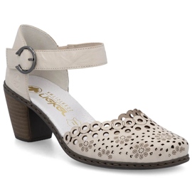 Kvinnors lädersandaler på Rieker 40902-60 Beige Post