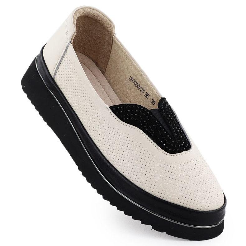 Kvinnors läderskor filippo perforerad beige