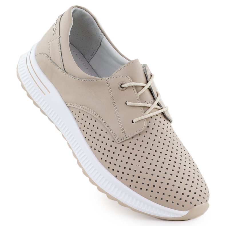 Kvinnors läderskor Openwork Beige Filippo DP6022