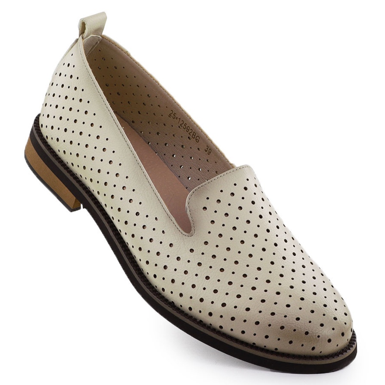 Kvinnors OpenWork Shoes Lords Beige Potocki SZ12592