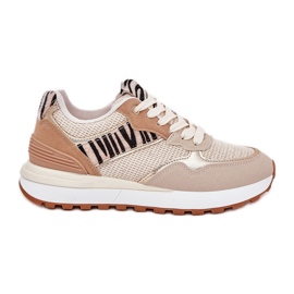 Kvinnors sportskor på plattformen Zebra Beige